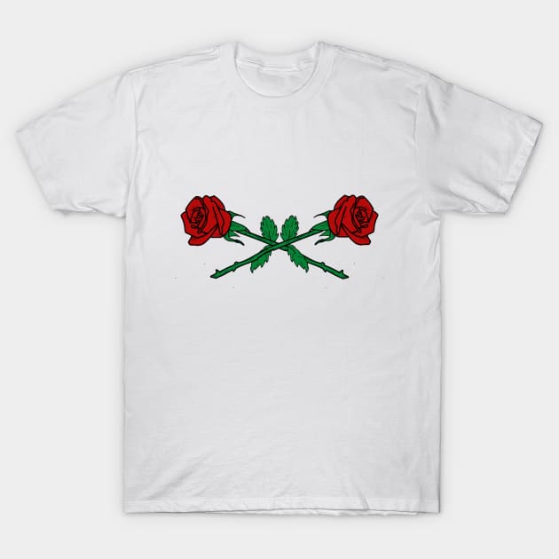 Double Rose Red T-Shirt by deadlydelicatedesigns